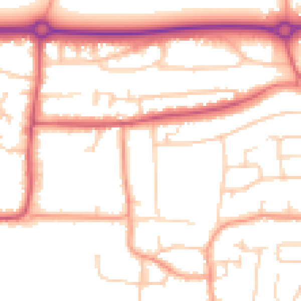 Daytime road noise heatmap for BN16 1EH