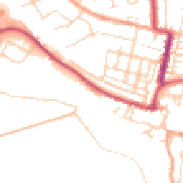Daytime road noise heatmap for BN17 5DD