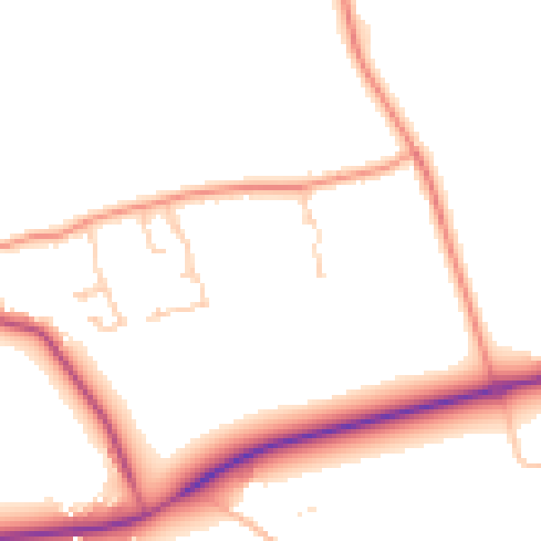 Daytime road noise heatmap for BN17 5RY