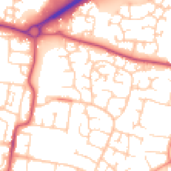 Daytime road noise heatmap for BN17 6SA