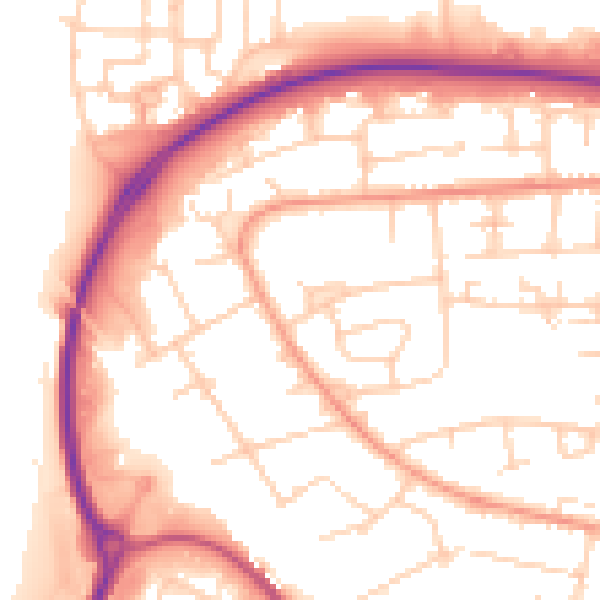 Daytime road noise heatmap for BN17 7EY