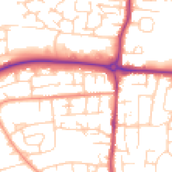 Daytime road noise heatmap for BN17 7NL