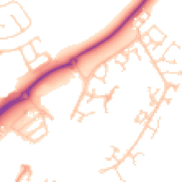 Daytime road noise heatmap for BN23 5AH