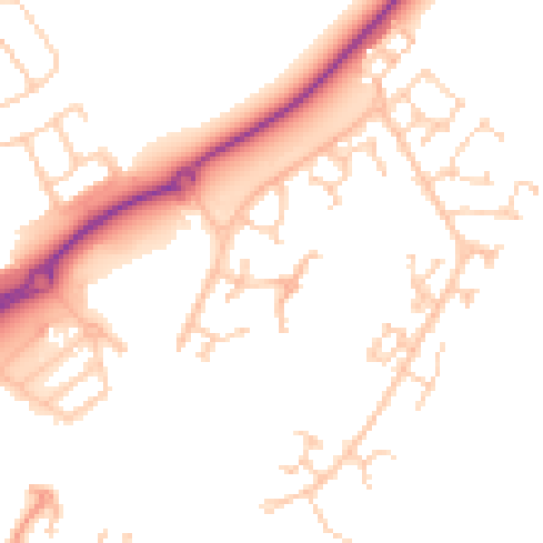 Daytime road noise heatmap for BN23 5AJ
