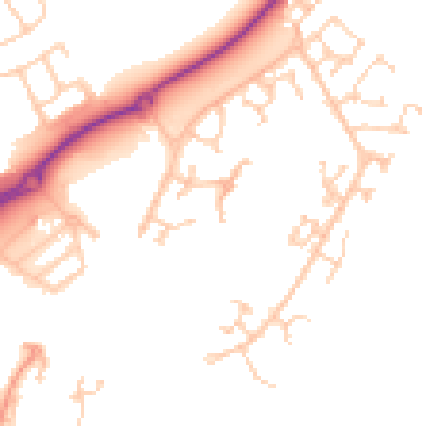 Daytime road noise heatmap for BN23 5AQ