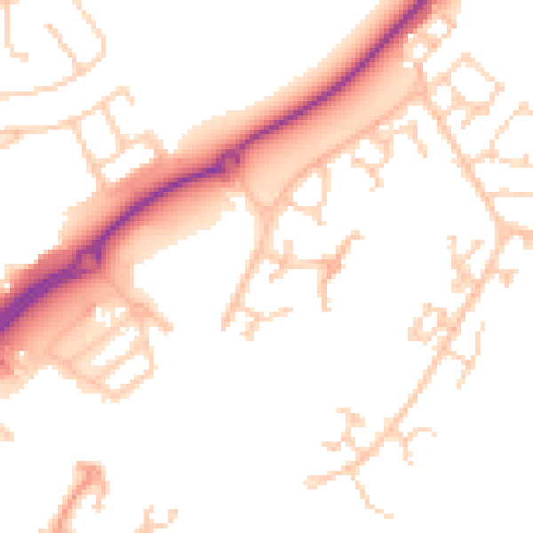 Daytime road noise heatmap for BN23 5AS