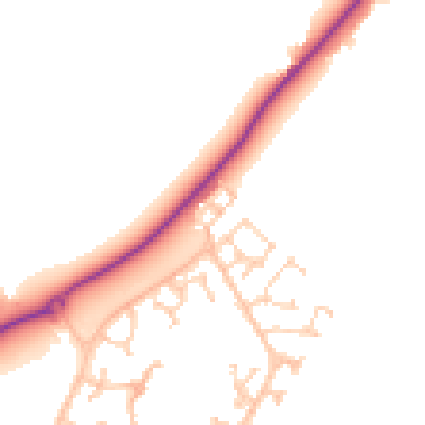 Daytime road noise heatmap for BN23 5BT
