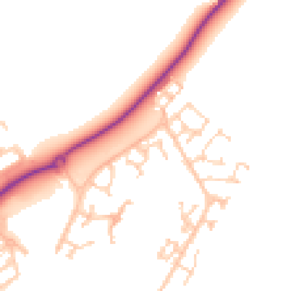 Daytime road noise heatmap for BN23 5PA