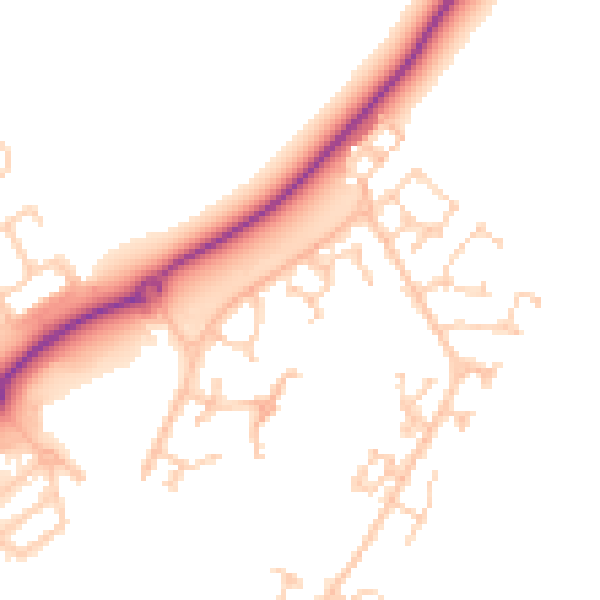 Daytime road noise heatmap for BN23 5PD