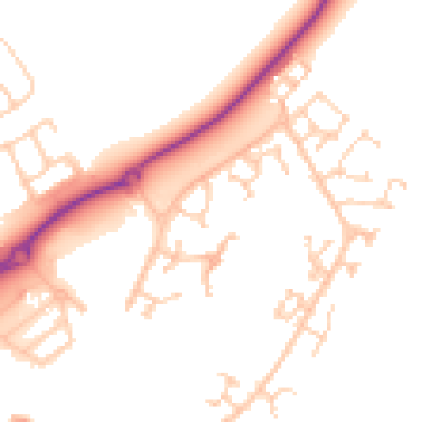 Daytime road noise heatmap for BN23 5PE
