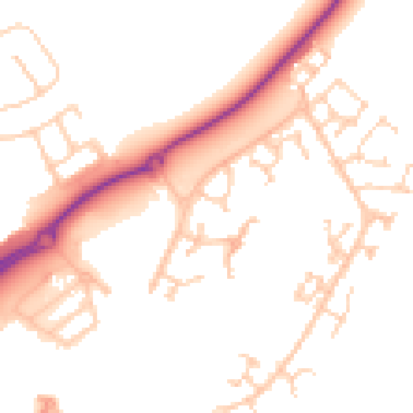 Daytime road noise heatmap for BN23 5PF