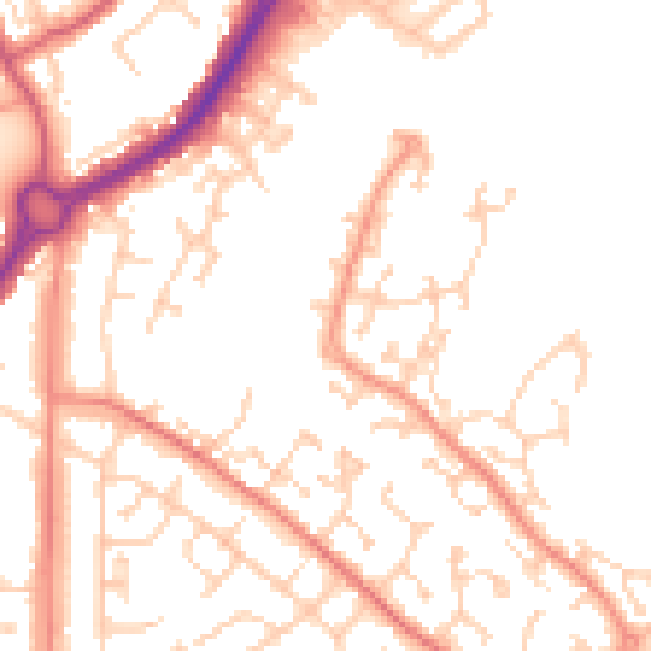Daytime road noise heatmap for BN23 5RN