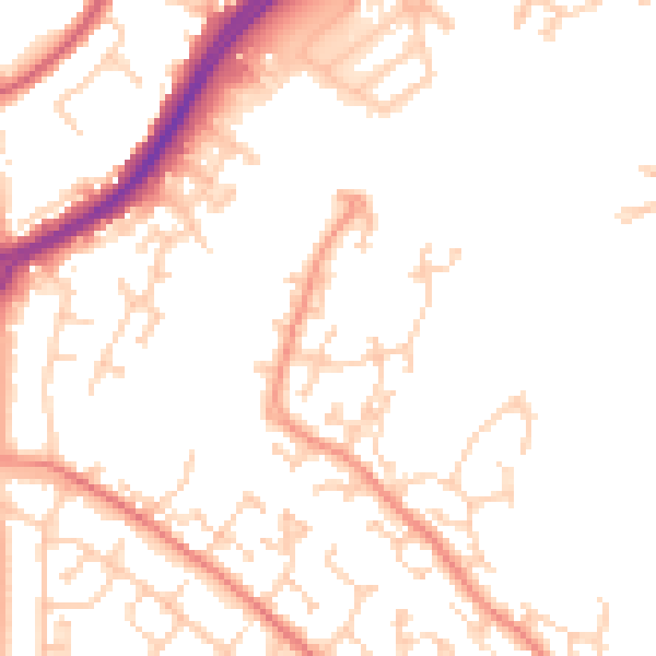 Daytime road noise heatmap for BN23 5SZ