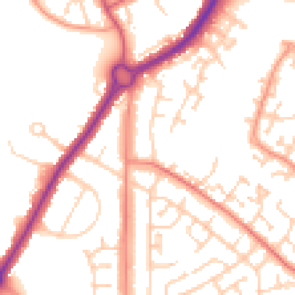 Daytime road noise heatmap for BN23 6AB