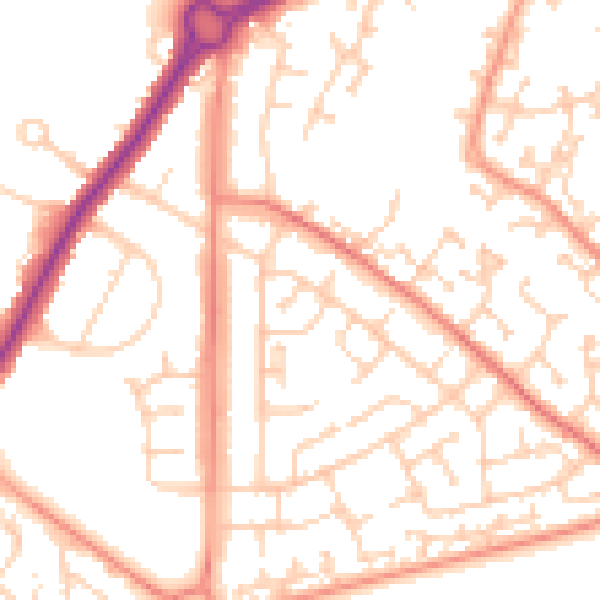 Daytime road noise heatmap for BN23 6BG