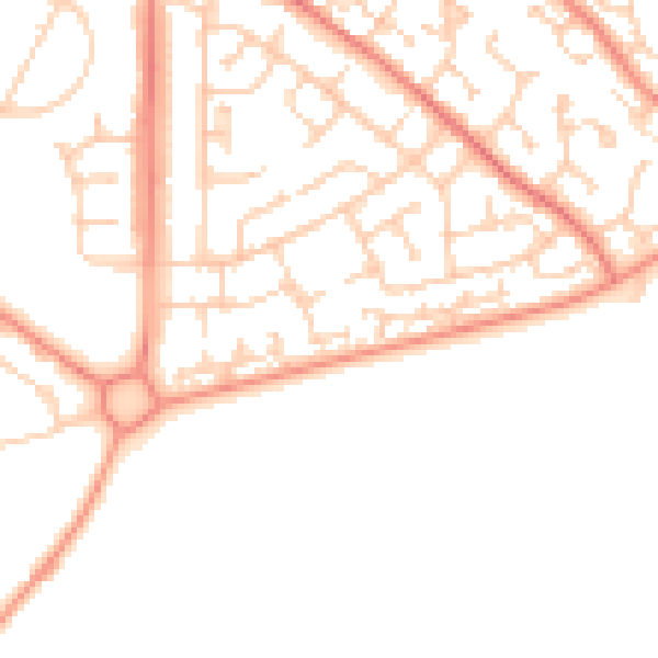 Daytime road noise heatmap for BN23 6EB