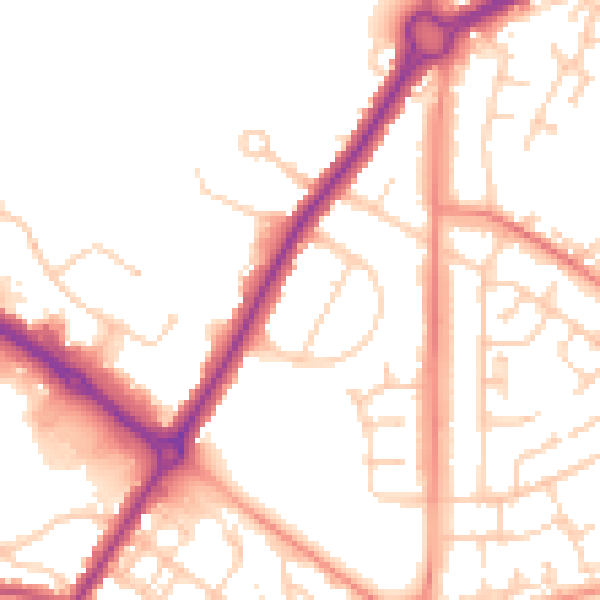Daytime road noise heatmap for BN23 6JZ