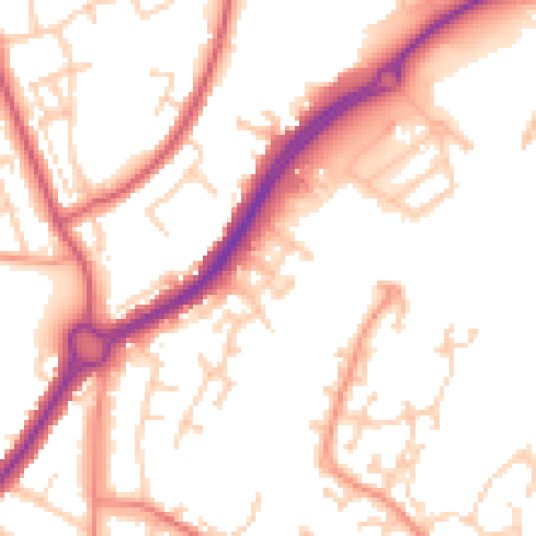 Daytime road noise heatmap for BN23 6TA