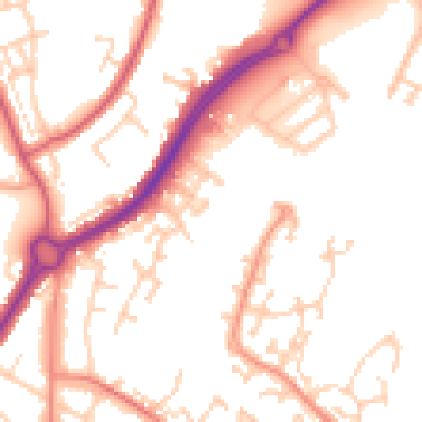Daytime road noise heatmap for BN23 6TD