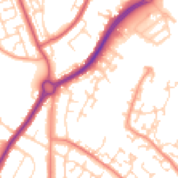 Daytime road noise heatmap for BN23 6TR