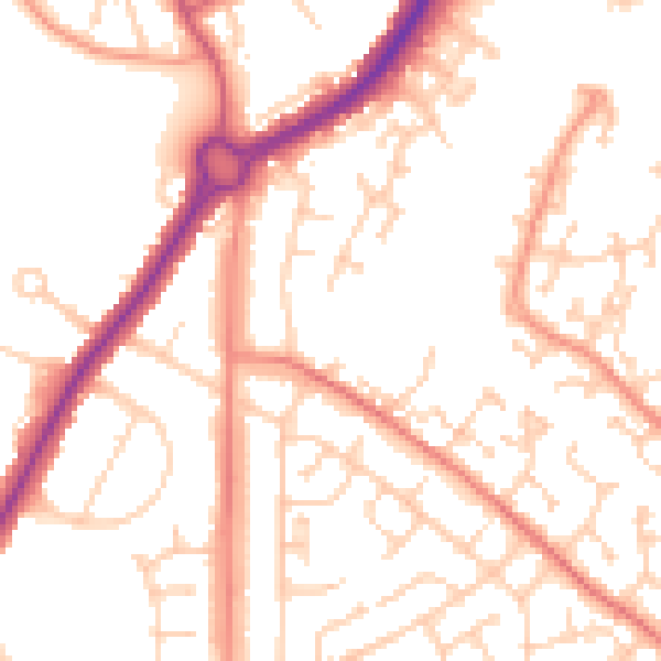 Daytime road noise heatmap for BN23 6UN