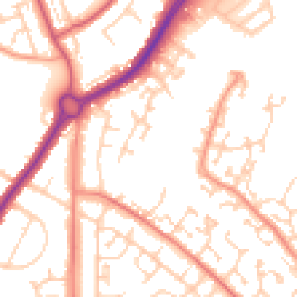 Daytime road noise heatmap for BN23 6UP