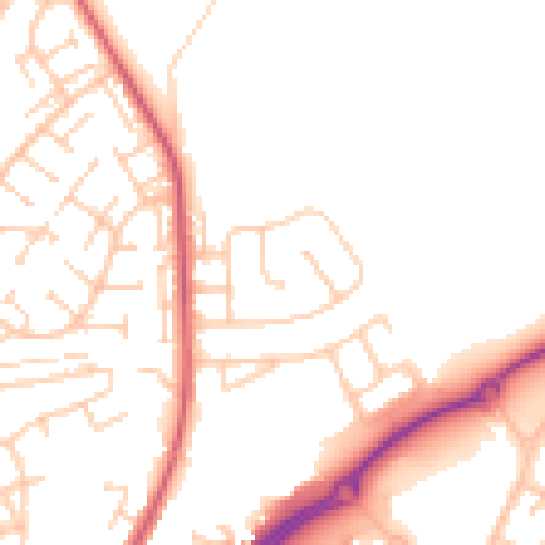 Daytime road noise heatmap for BN23 7AN