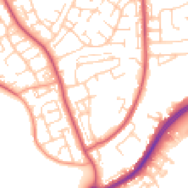 Daytime road noise heatmap for BN23 7EB