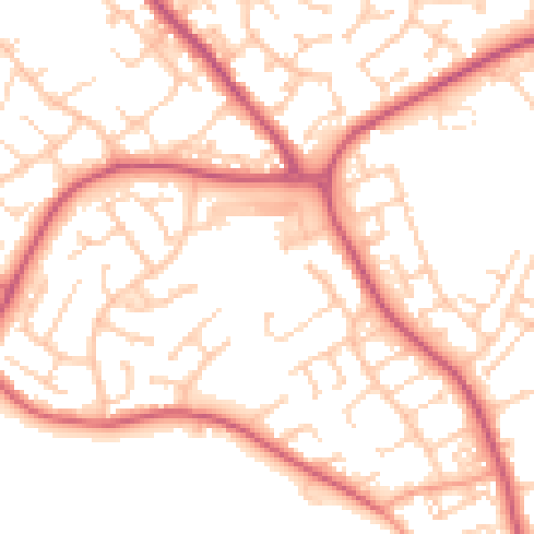 Daytime road noise heatmap for BN23 7FA