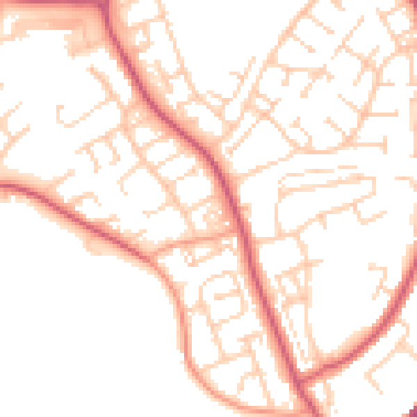 Daytime road noise heatmap for BN23 7HX