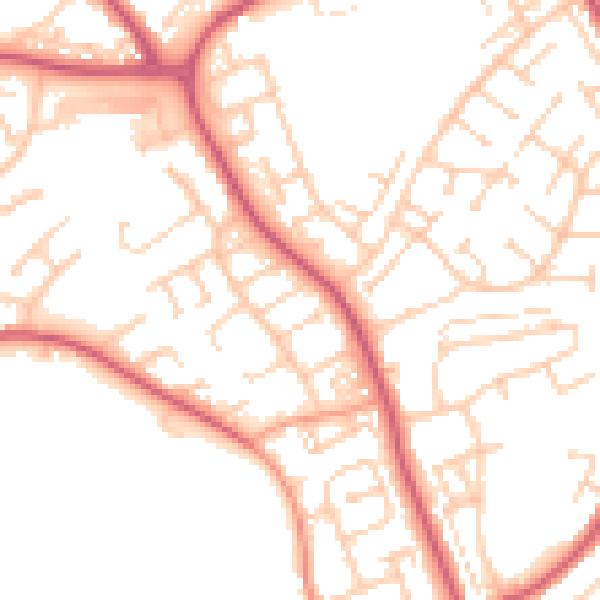 Daytime road noise heatmap for BN23 7JF
