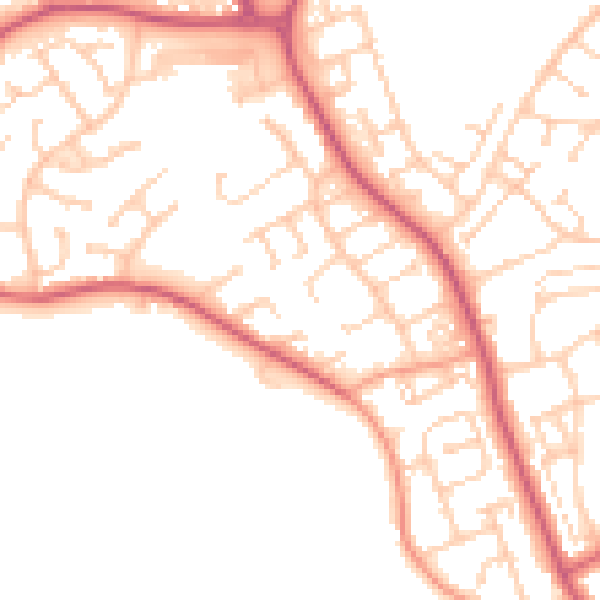 Daytime road noise heatmap for BN23 7JN