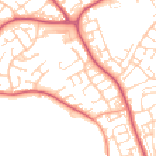 Daytime road noise heatmap for BN23 7LB