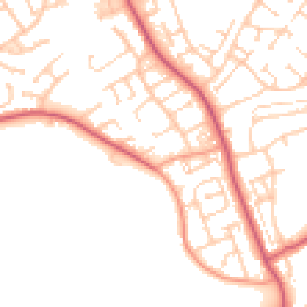 Daytime road noise heatmap for BN23 7LU