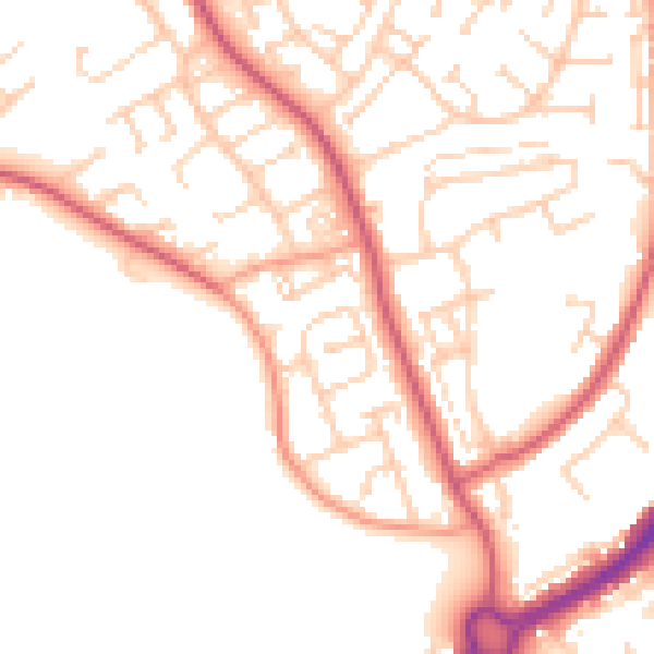 Daytime road noise heatmap for BN23 7NE