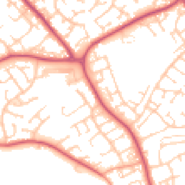 Daytime road noise heatmap for BN23 7PD