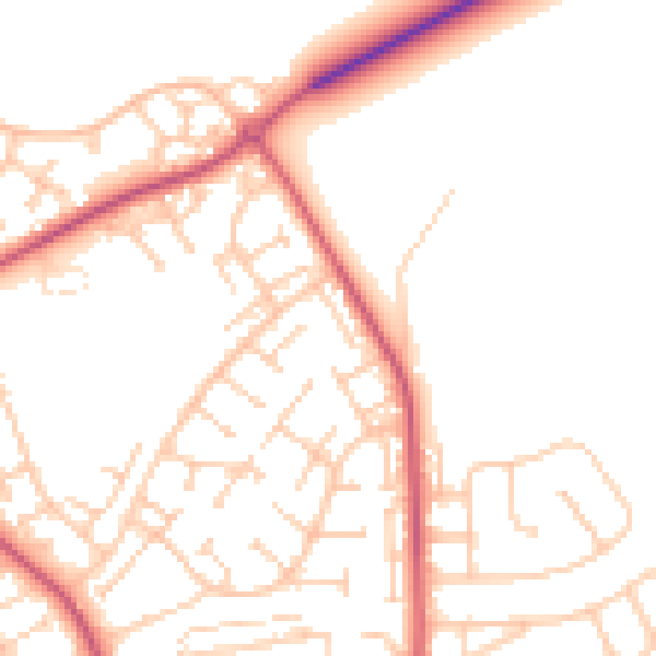 Daytime road noise heatmap for BN23 7PU