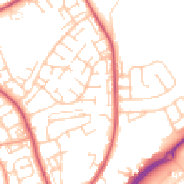Daytime road noise heatmap for BN23 7QL