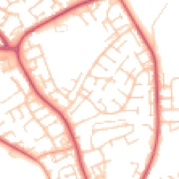 Daytime road noise heatmap for BN23 7QN