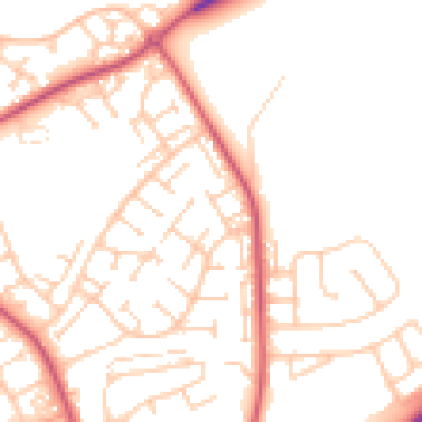 Daytime road noise heatmap for BN23 7QT