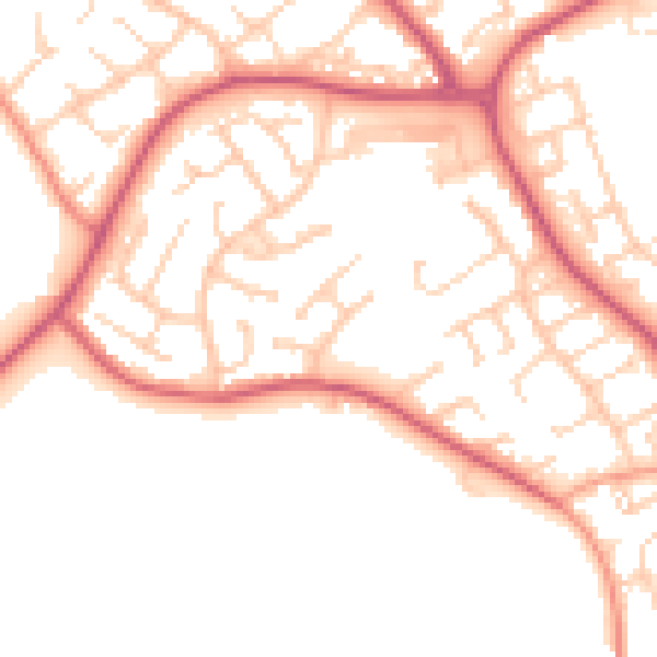 Daytime road noise heatmap for BN23 7SH
