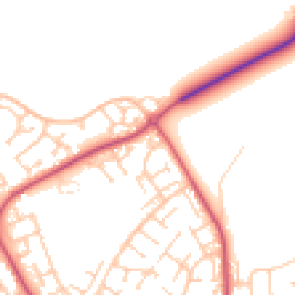Daytime road noise heatmap for BN23 7TG