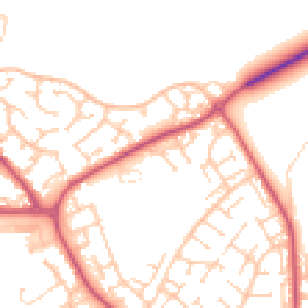 Daytime road noise heatmap for BN23 7TR