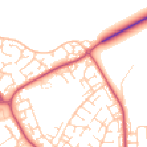 Daytime road noise heatmap for BN23 7TS