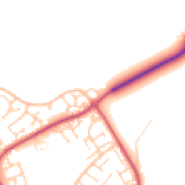 Daytime road noise heatmap for BN23 8AF