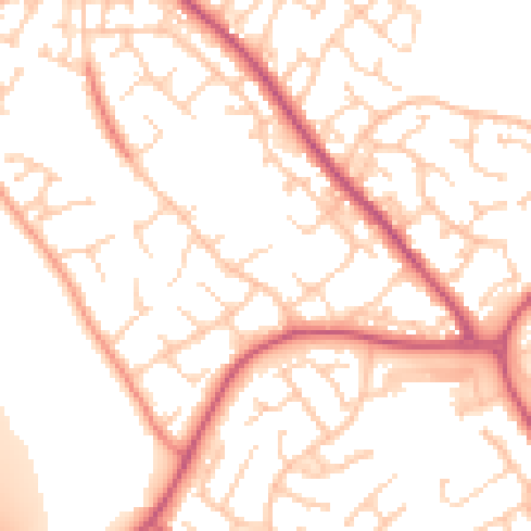 Daytime road noise heatmap for BN23 8BP