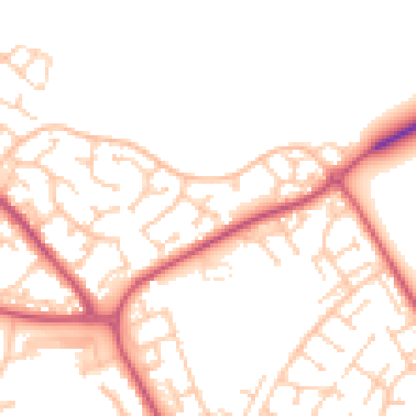 Daytime road noise heatmap for BN23 8EY