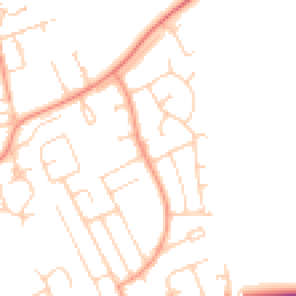 Daytime road noise heatmap for BN25 3JY