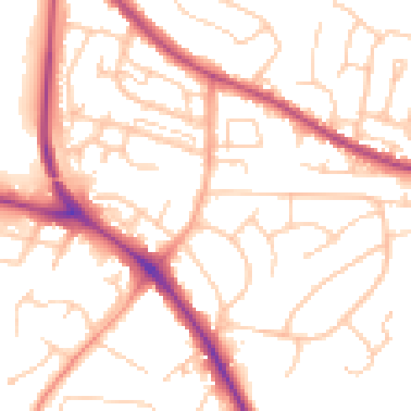 Daytime road noise heatmap for BN26 5AA