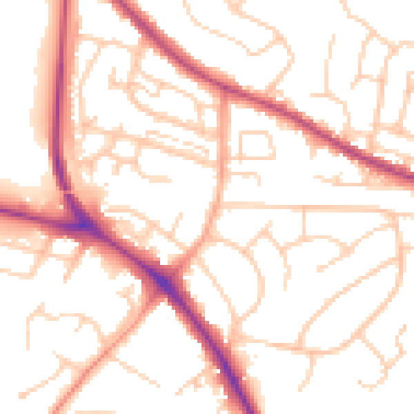 Daytime road noise heatmap for BN26 5AB